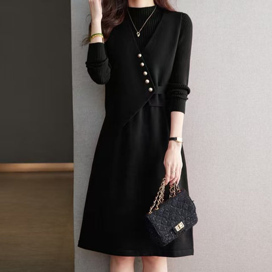 Damen Kombination aus Strickkleid und Weste EB
