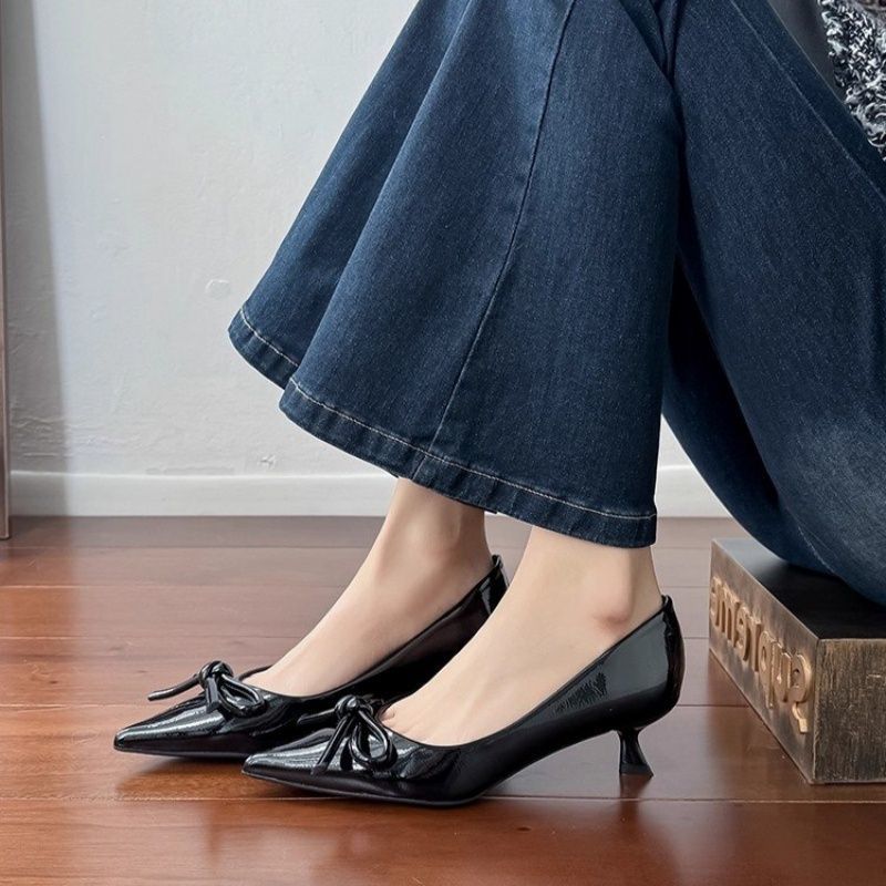 Damen elegante Slingback Pumps mit verspielter Schleifenverzierung EB