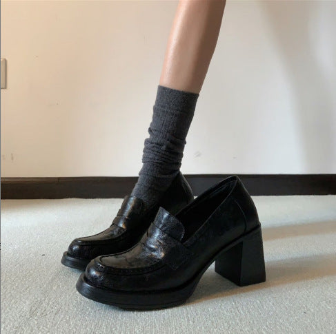 Damen elegante Blockabsatz Loafers mit modischer Schnallenakzent EB