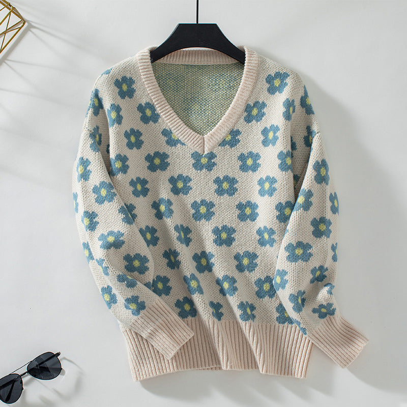 EB | Strickpullover mit Blumenmuster