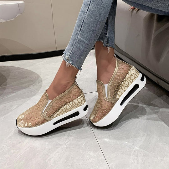 Damen Komfort-Sneaker mit funkelndem Netzdesign und anatomischem Fußbett EB