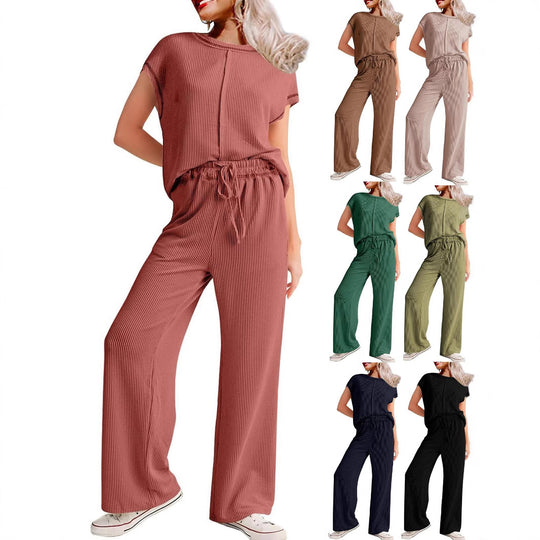 Damen lässiges Jumpsuit mit weit geschnittenem Bein und elastischem Bund EB