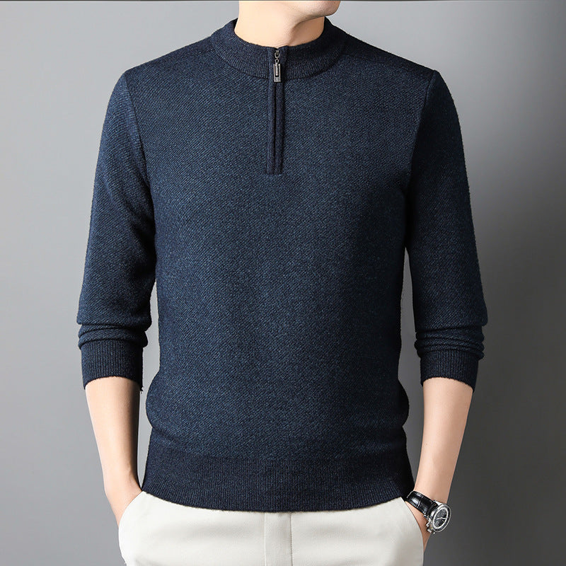 Herren Pullover mit halbem Reißverschluss und strukturiertem Design EB