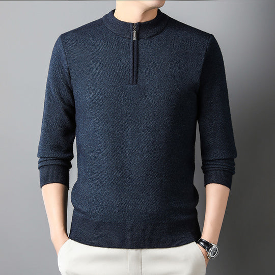 Herren Pullover mit halbem Reißverschluss und strukturiertem Design EB