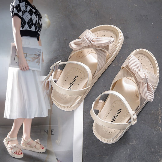 Damen Bequeme Sandalen mit dekorativem Knoten EB