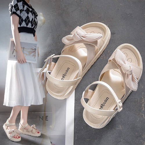 Damen Bequeme Sandalen mit dekorativem Knoten EB