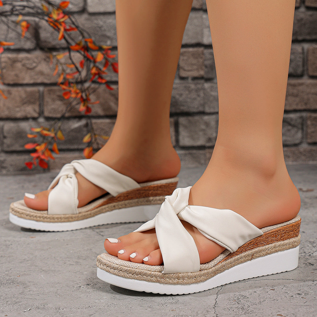 Damen Wedge-Pantoletten mit elegantem Knotendesign und flexiblem Fußbett EB