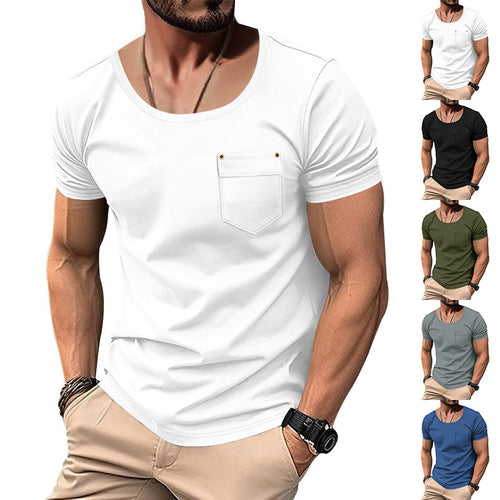 Herren T-Shirt mit praktischer Brusttasche und modernem V-Ausschnitt EB