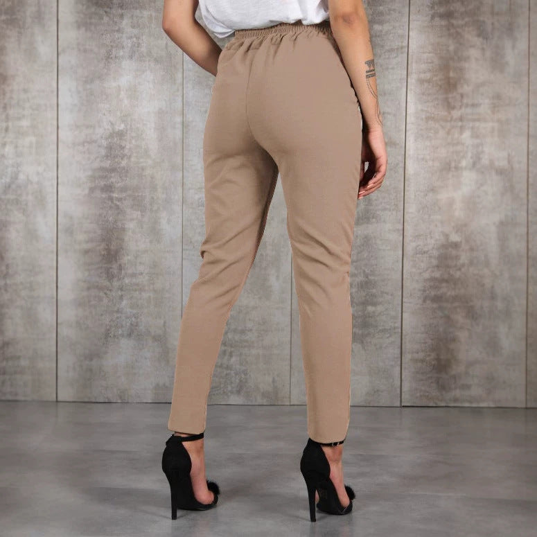 Damen nan taillierte Paperbag-Hose mit Bindegürtel und schmalem Bein EB