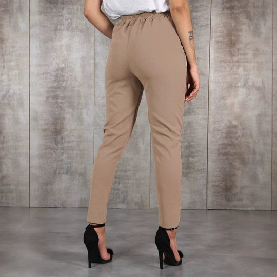 Damen nan taillierte Paperbag-Hose mit Bindegürtel und schmalem Bein EB
