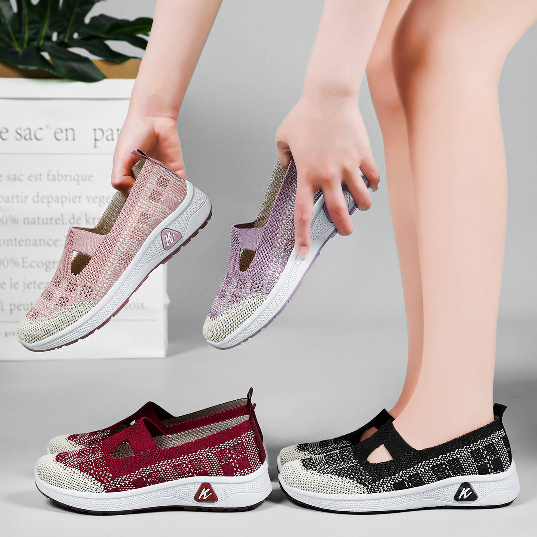 Damen Cushioned Slip-On Sneakers mit atmungsaktivem Obermaterial EB
