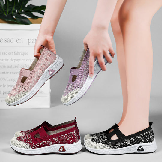 Damen Cushioned Slip-On Sneakers mit atmungsaktivem Obermaterial EB