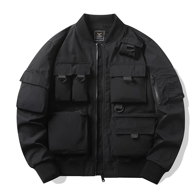 Herren Taktische Bomberjacke mit Multifunktionstaschen und Reißverschluss EB