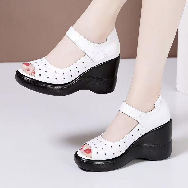Damen Wedge-Sandalen mit verstellbarem Riemen und Luftdurchlässigem Obermaterial EB