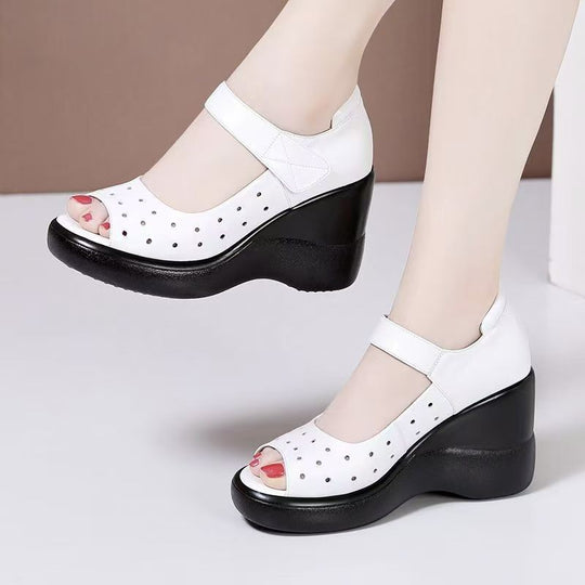 Damen Wedge-Sandalen mit verstellbarem Riemen und Luftdurchlässigem Obermaterial EB