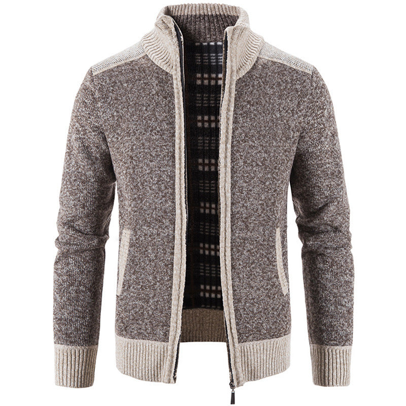 Herren Strickjacke mit modernem Stehkragen und strukturiertem Design EB