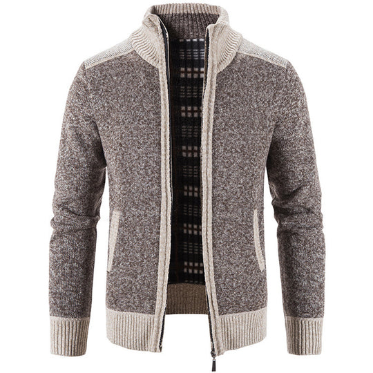 Herren Strickjacke mit modernem Stehkragen und strukturiertem Design EB