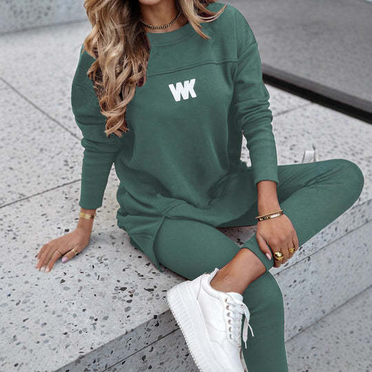 Damen nan Oversize-Longsweatshirt mit seitlichen Schlitzen und highwaist Ripp-Leggings Set EB