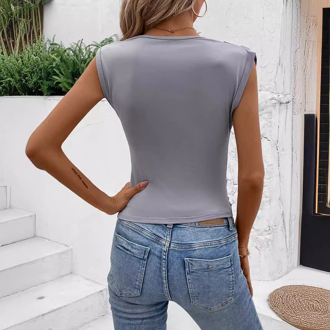 Damen figurbetontes Oberteil mit drapiertem Detail EB