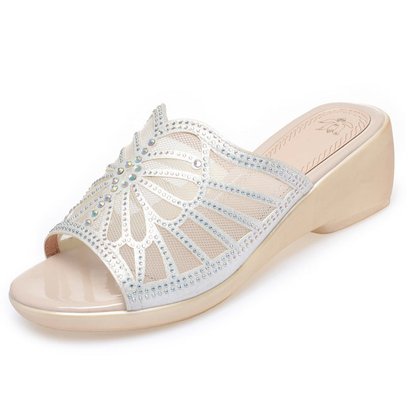Damen Elegante Sandalen mit modischem Strassdesign und komfortablem Blockabsatz EB