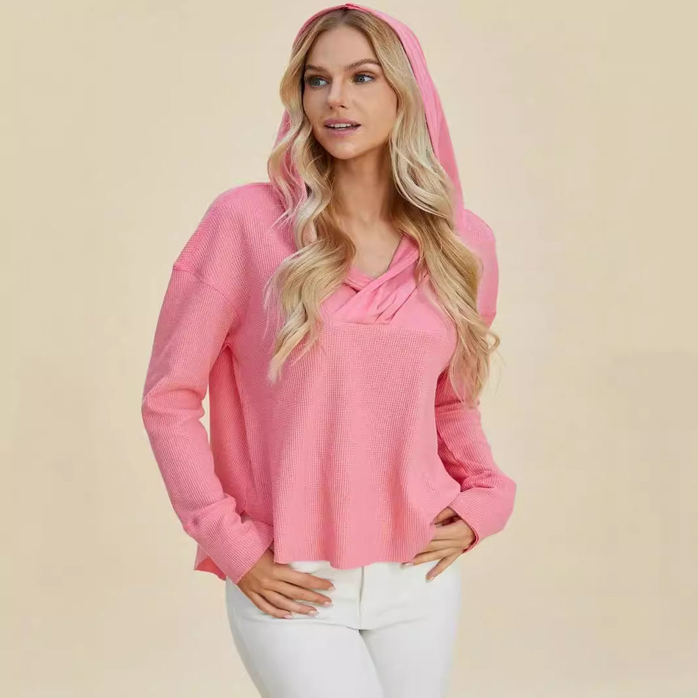 Damen Freizeit Hoodie mit raffiniertem Ausschnitt EB