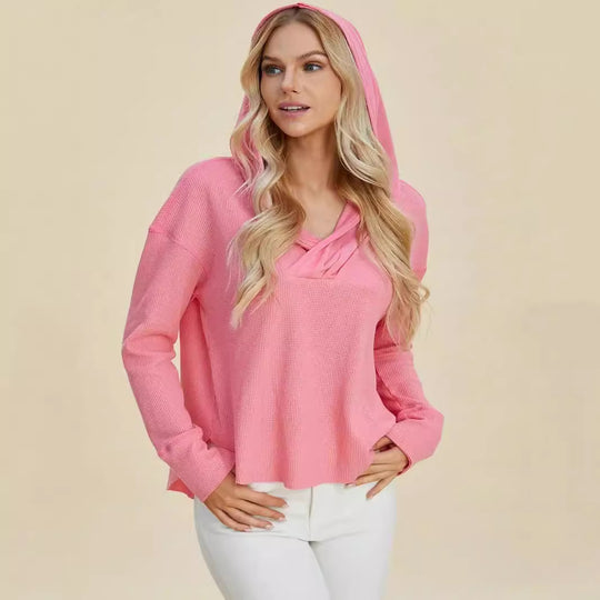 Damen Freizeit Hoodie mit raffiniertem Ausschnitt EB