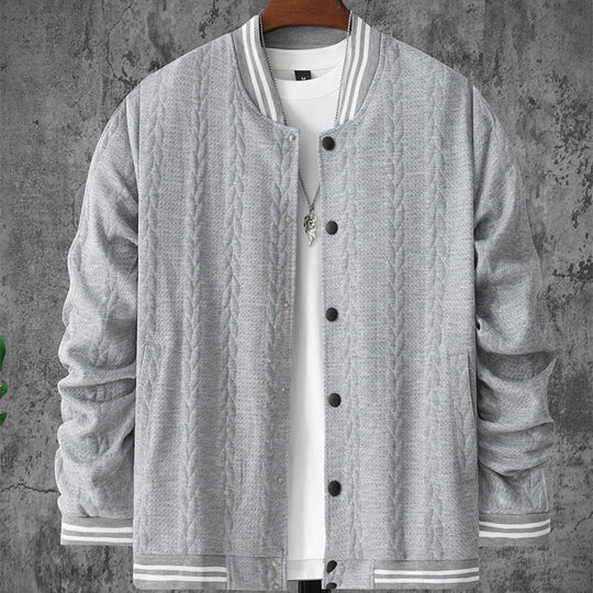 Herren stylische Bomberjacke mit strukturiertem Strickmuster und sportlichen Akzenten EB