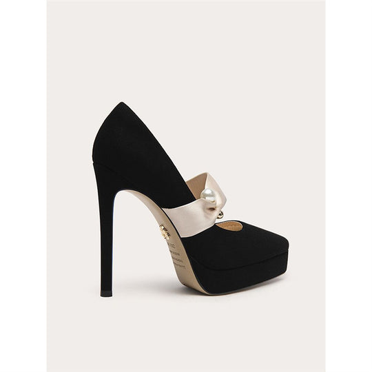Damen elegante High Heel Pumps mit zarter Riemenverzierung EB