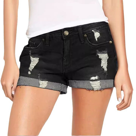 Damen Destroyed Denim-Shorts im lässigen Freizeitstil EB