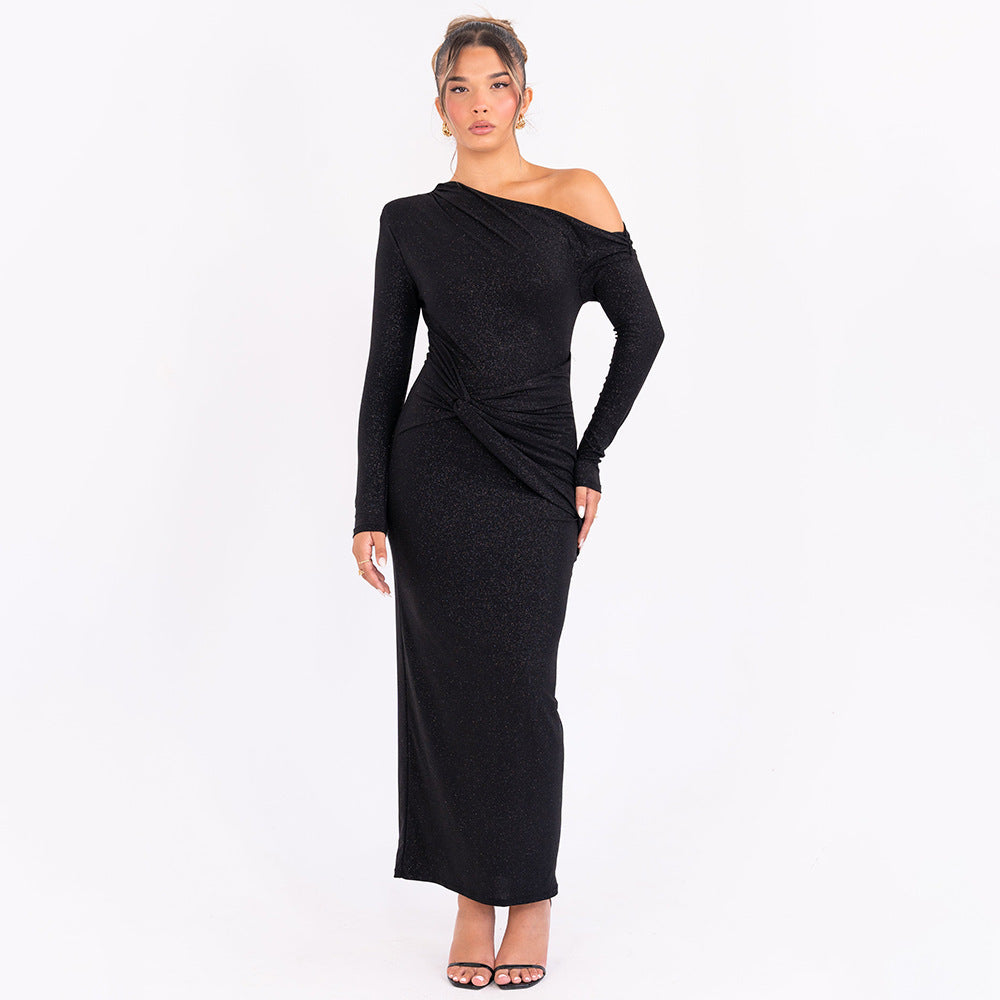 Damen Elegantes Wickelkleid mit Glanz-Details EB