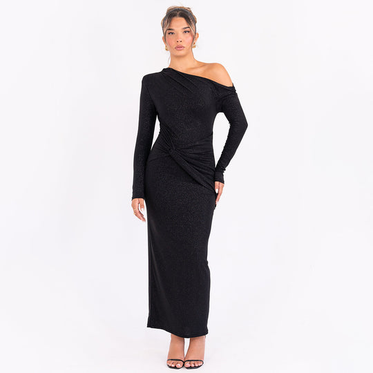 Damen Elegantes Wickelkleid mit Glanz-Details EB