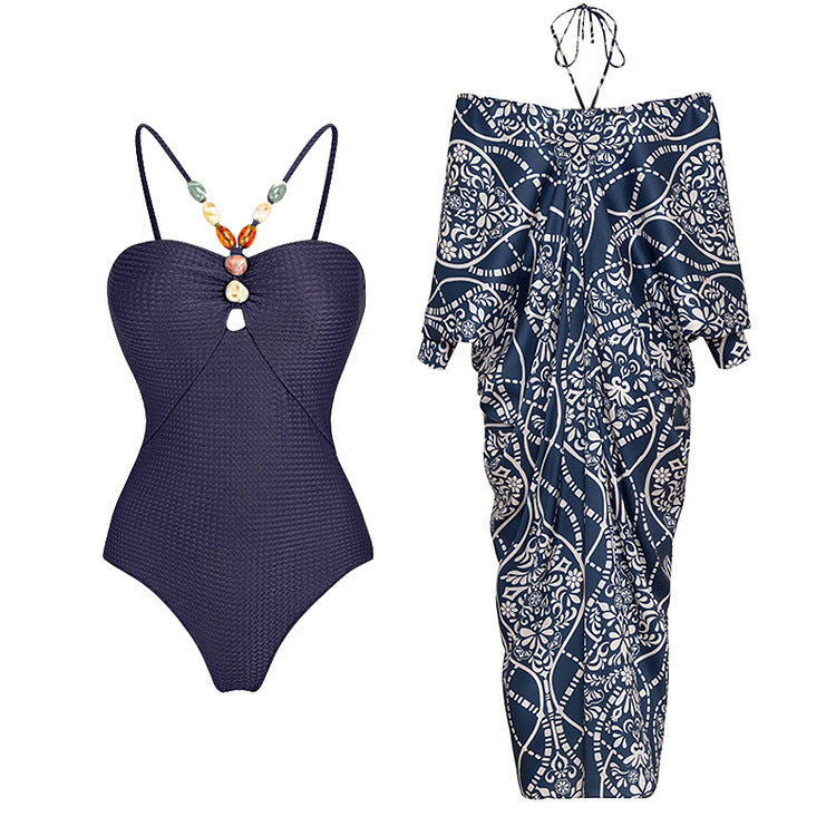Damen Bikin Ensemble mit dekorativem Ausschnitt und elegantem Überwurf EB