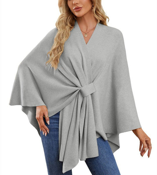 Damen Eleganter Wickelpullover mit asymmetrischem Schnitt EB