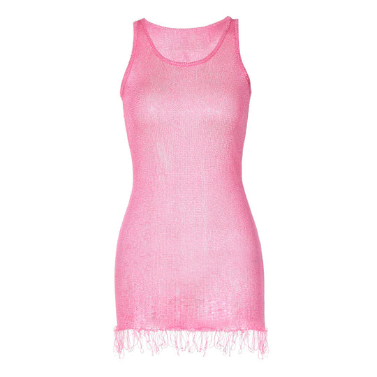Damen Netzkleid mit zarten Fransen EB