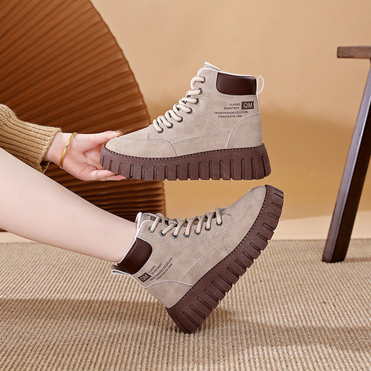 Damen High-Top Sneakers mit dicker Gummisohle und trendigem Obermaterial EB