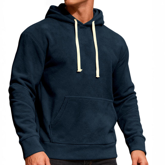Herren nan samtweicher Kapuzenpullover mit Nahtdetails, Kängurutasche und Kontrastkordel EB