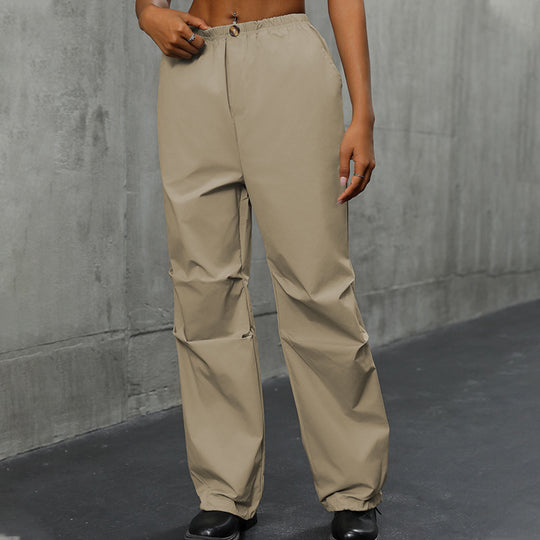 Damen lockere Outdoor-Hose mit elastischem Bund und praktischen Taschen EB
