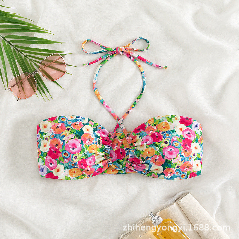 Damen Bandeau-Bikini mit verspieltem Blumendesign EB
