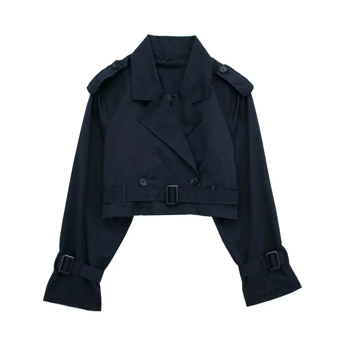 Damen moderne cropped Trenchjacke EB