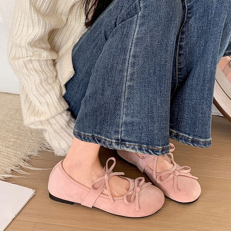 Damen Ballerinas mit modischem Schleifen-Design und weicher Sohle EB
