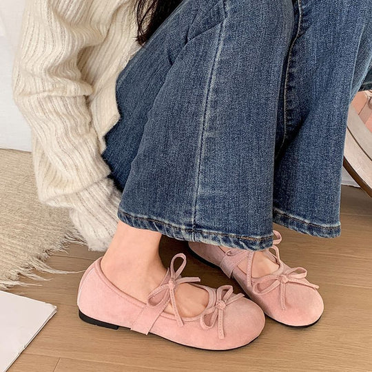 Damen Ballerinas mit modischem Schleifen-Design und weicher Sohle EB