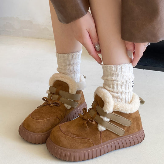 Damen Bequeme Winterboots mit weichem Kunstfellkragen und rutschfester Sohle EB