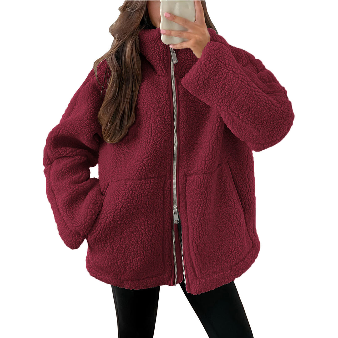 Damen Kuschelige Teddy-Jacke mit Reißverschluss EB