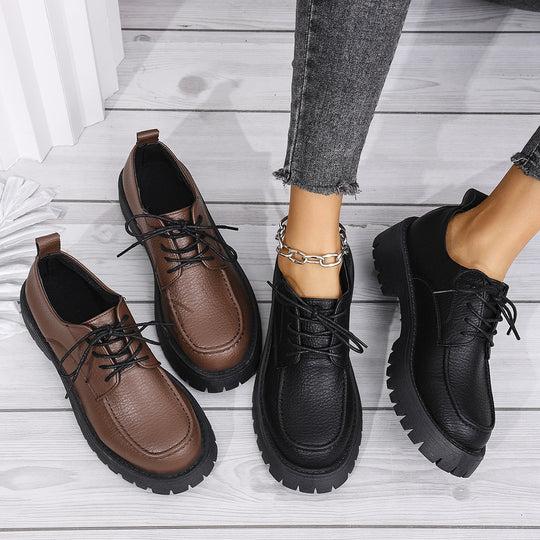 Damen Retro-Look Schnürschuhe mit rutschfester Profilsohle EB