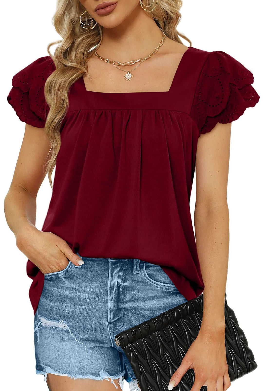Damen Bluse mit dekorativen Puffärmeln und femininem Schnitt EB