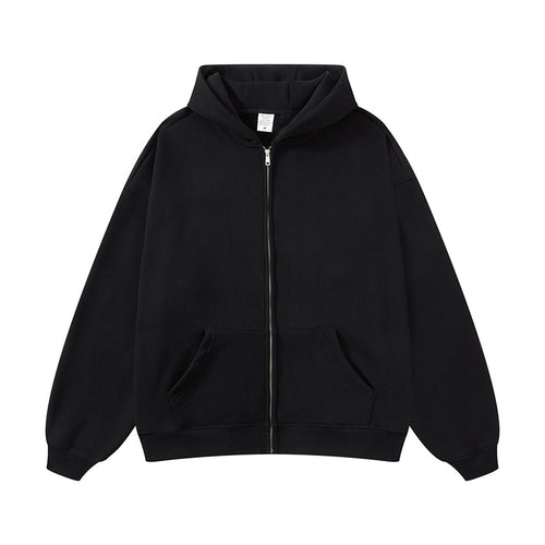 Unisex nan Kapuzen-Sweatjacke mit durchgehendem Reißverschluss, oversized Passform und Kängurutaschen EB