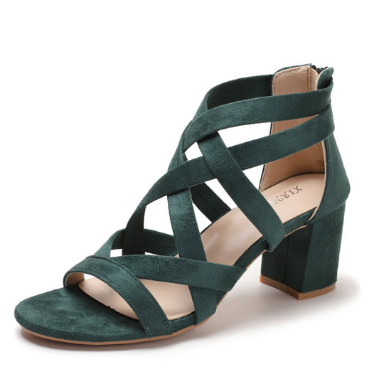 Damen Sandalen mit stylischem Kreuzriemen und komfortablem Blockabsatz EB