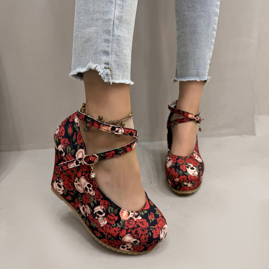 Damen Wedge-Pumps mit eleganter Riemchen-Applikation EB