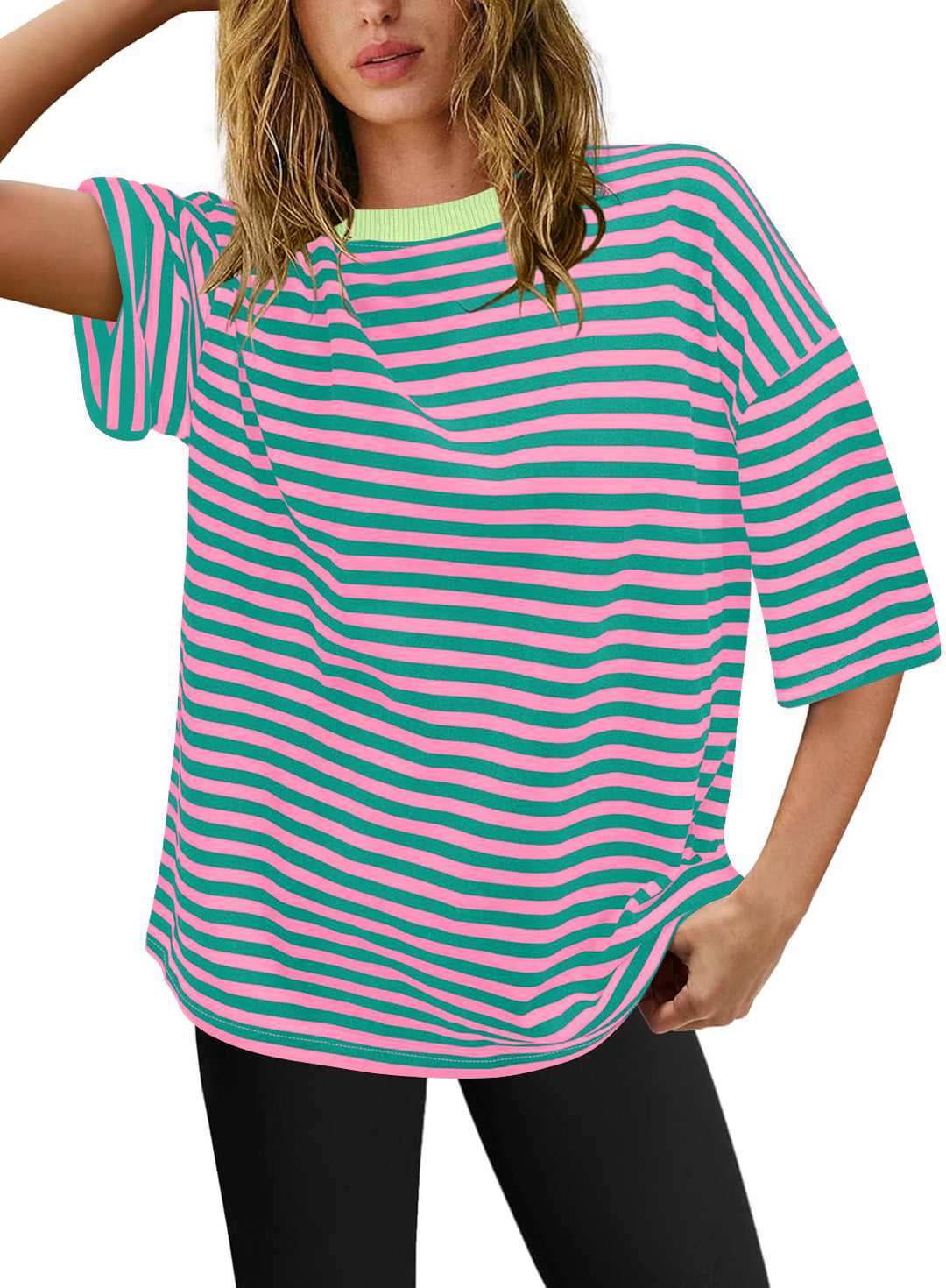 Damen Übergrößen T-Shirt mit Streifenmuster EB