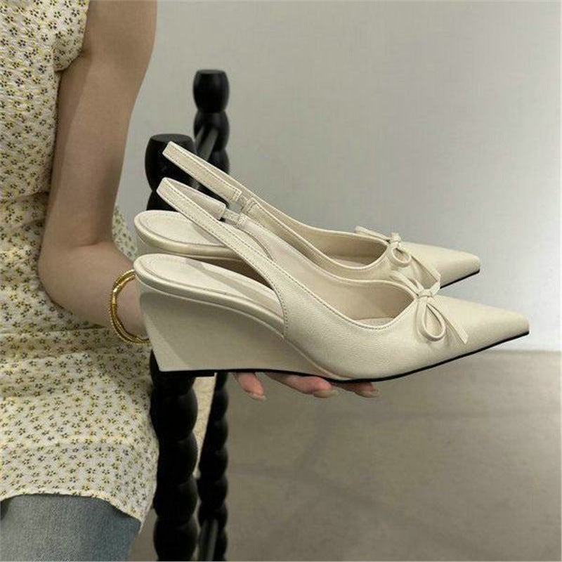 Damen elegante Wedgesandalen mit Schleifenverzierung EB